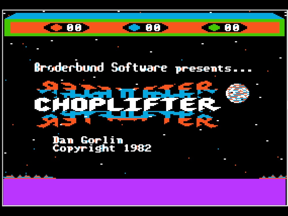 Title Screen of Choplifter for Apple II
